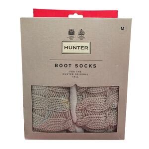 Hunter Women's Boot Socks Medium 5-7 Greige Cable Knit Tall Warm Brand New
